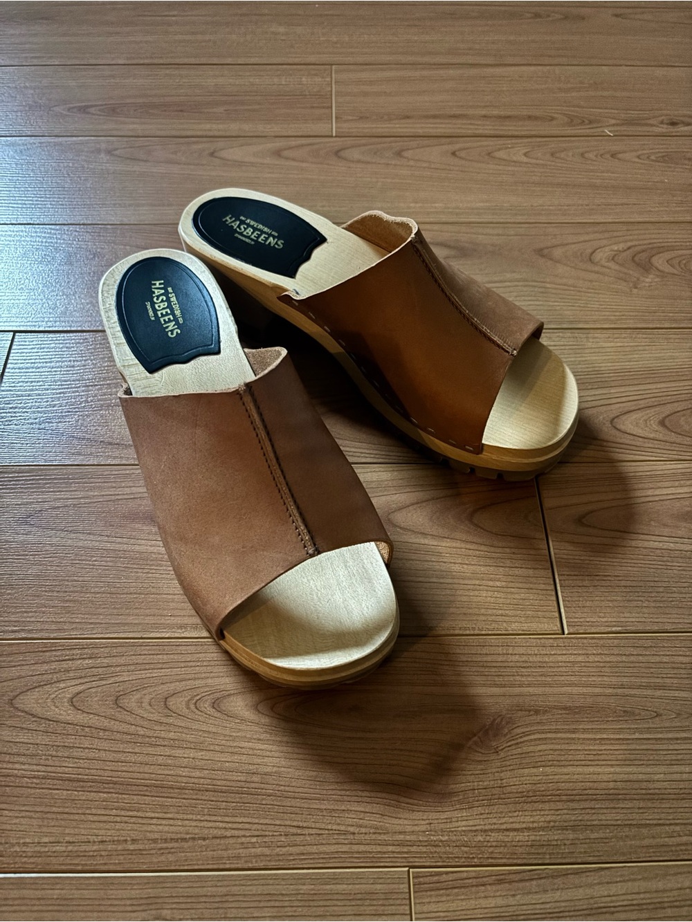 Swedish Hasbeens Women's Brown Slide Clog New Without Box